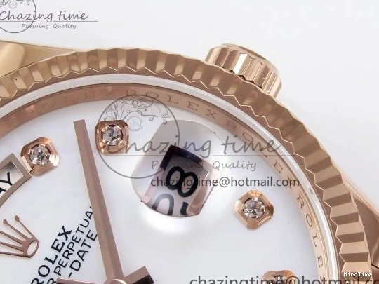 MiroTime 0209 OdorResistant Day Date 36 RG TWSF Best Edition White Diamonds Dial on RG Bracelet A 1610